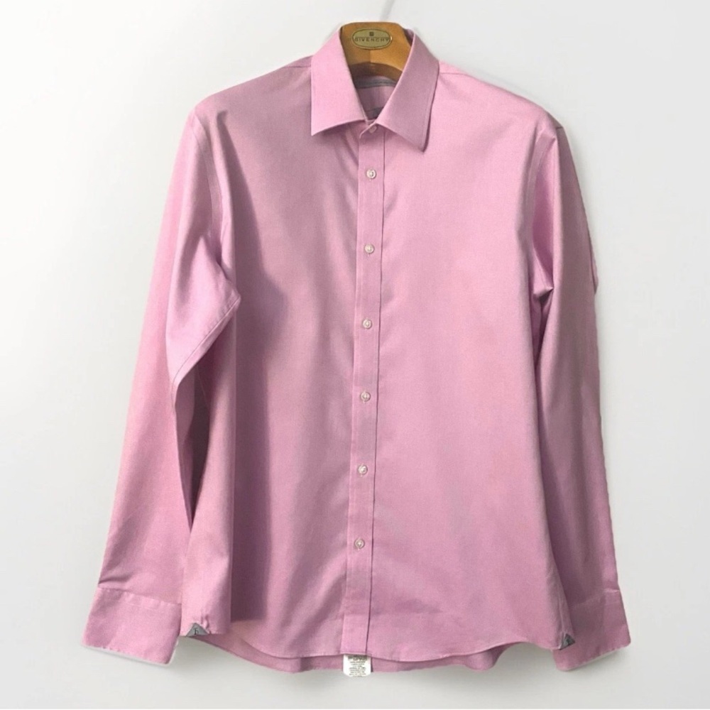 Hudson Room 100% Egyptian‎ Cotton Men’s Petal Pink Button Down Shirt Slim Sz 36